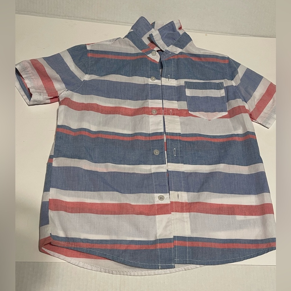 Red White & Blue Boys Button Down